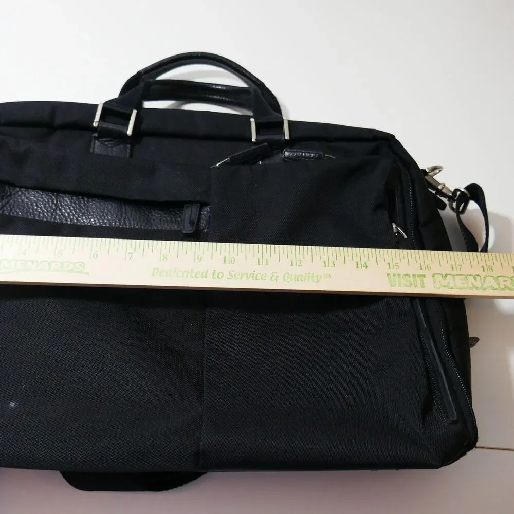 Moonsus Marsus Black Nylon Briefcase Laptop Bag with Padded Shoulder Strap